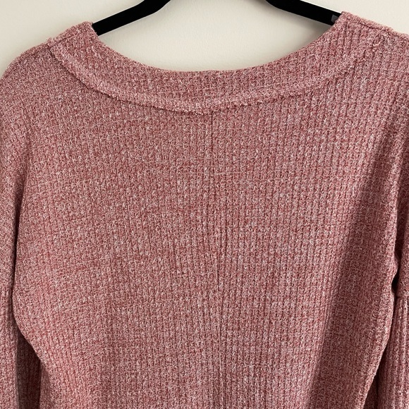143 Story By Line Up Women’s Long Ballon Sleeve Waffle Knit Sweater Sm Burgundy‎ - Picture 6 of 9